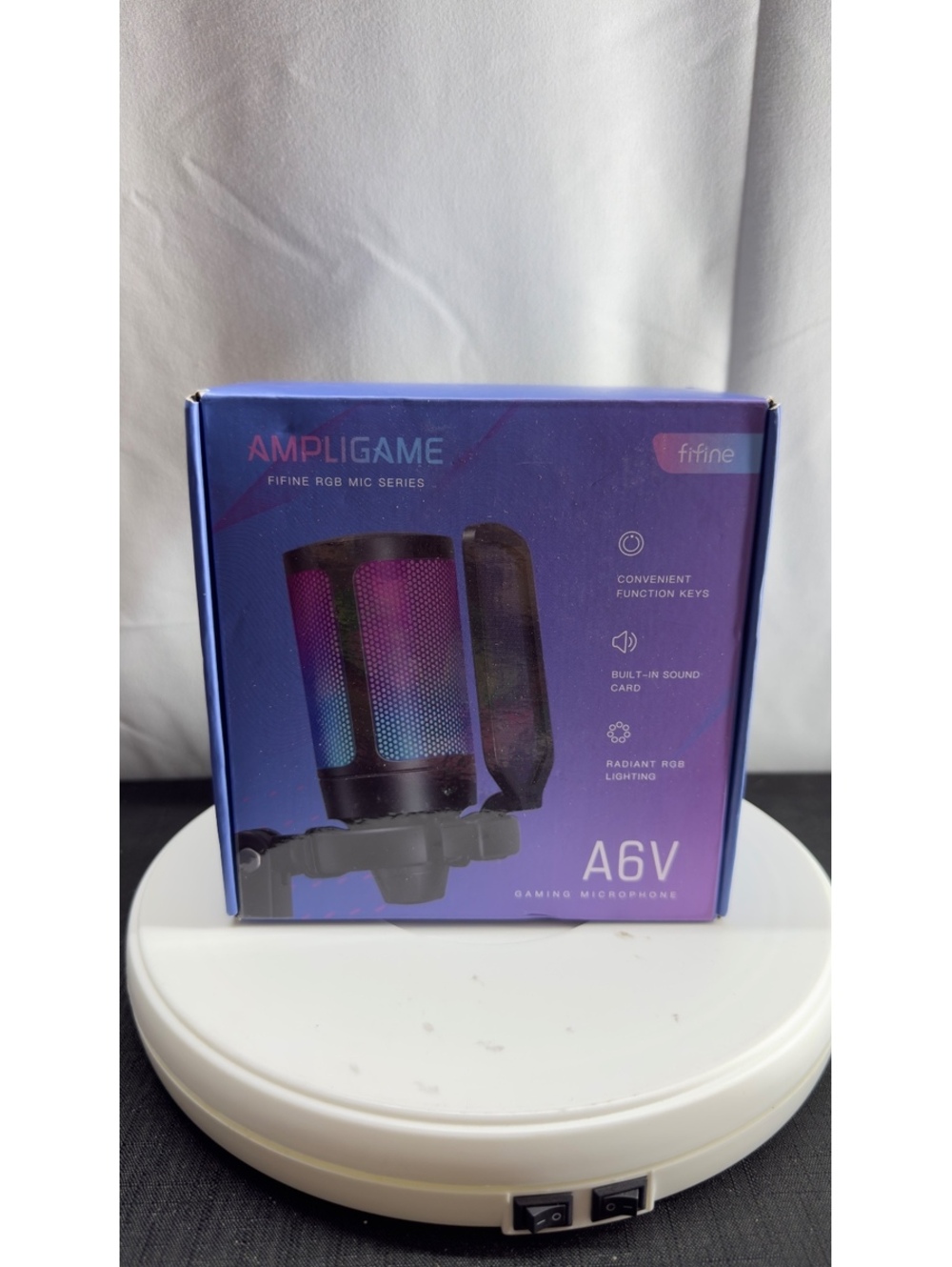 FIFINE AmpliGame A6V USB Gaming Microphone, Condenser RGB Mic for Streaming